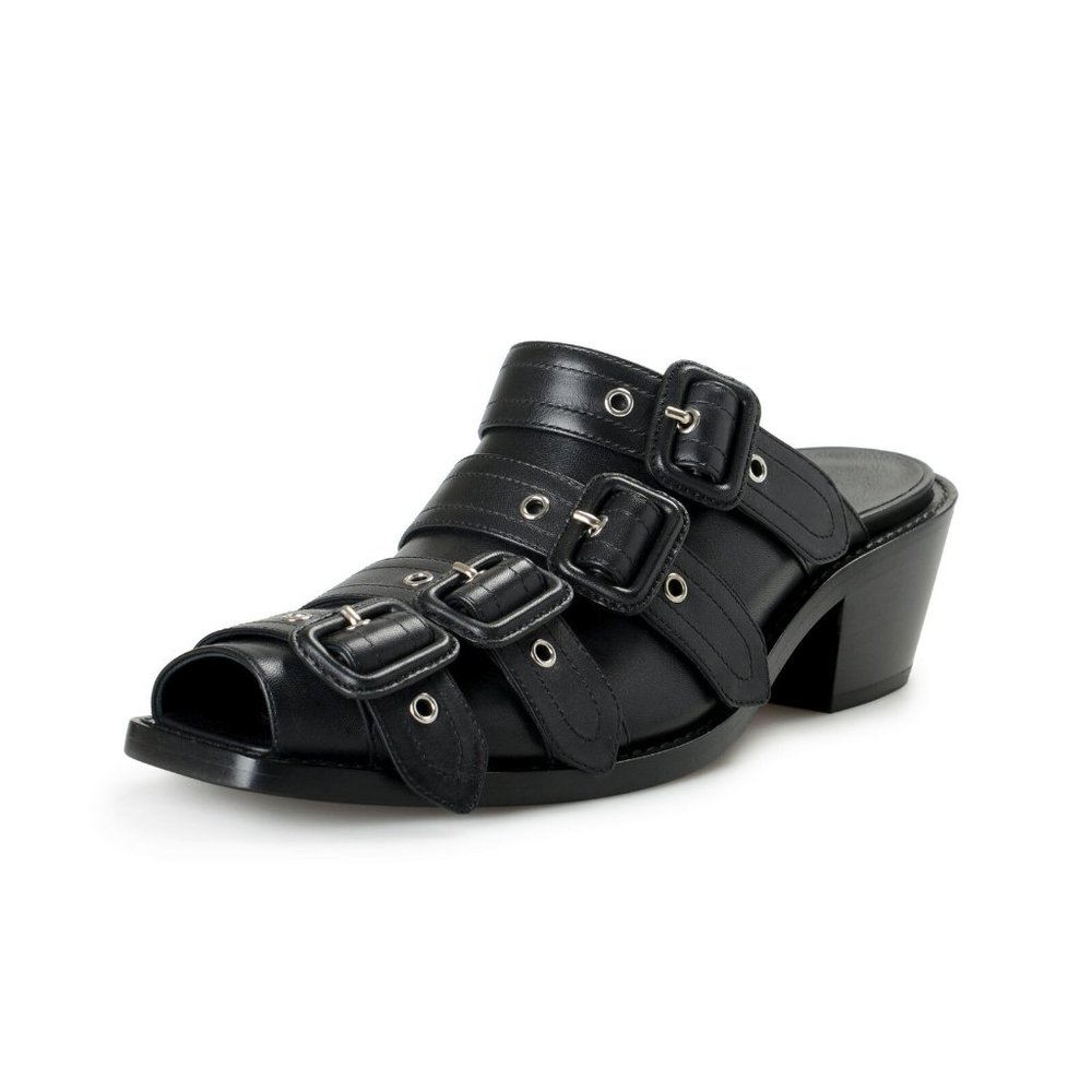 Burberry Women's "Barcroft" Black Heeled Mules Sandals Shoes US 6 IT 36 - Picture 1 of 8